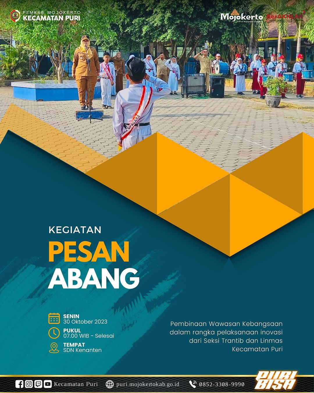Kegiatan Pesan Abang (Pembinaan Wawasan Kebangsaan) pada Upacara Bendera di SDN Kenanten Kec Puri