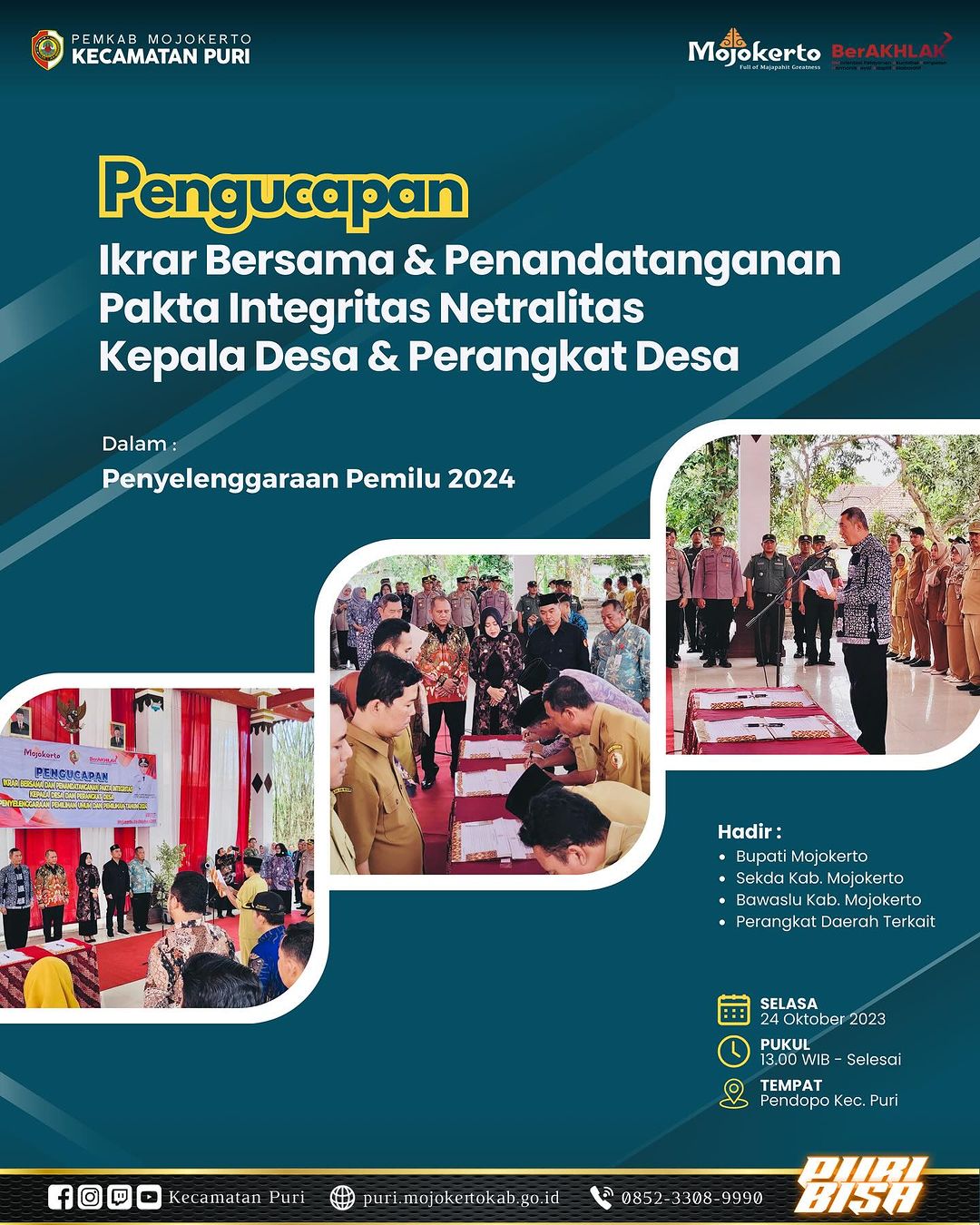 Pelaksanaan Pengucapan Ikrar Bersama dan Penandatanganan Pakta Integritas Netralitas Kepala Desa dan Perangkat Desa