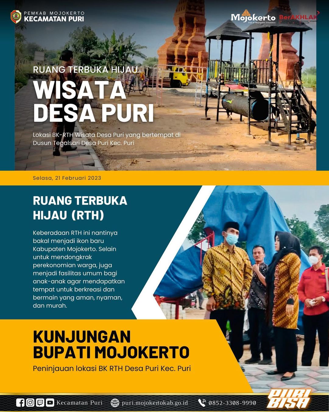 Kunjungan Ibu Bupati Mojokerto ke lokasi BK RTH Wisata Desa Puri