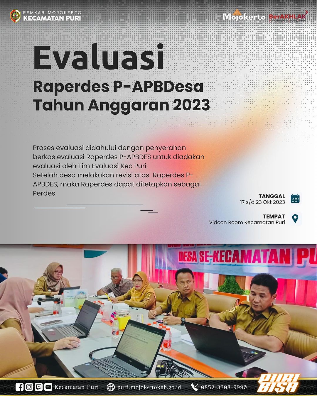 Evaluasi Raperdes P-APBDesa TA 2023 bagi 16 desa se-Kecamatan Puri